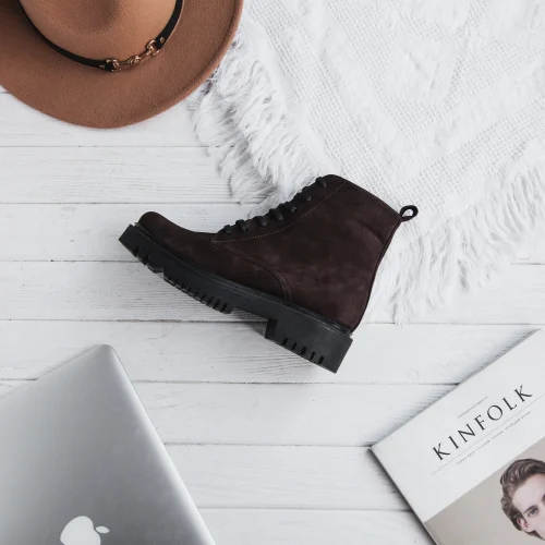 Women’s Chocolate Suede Winter Ankle Boots