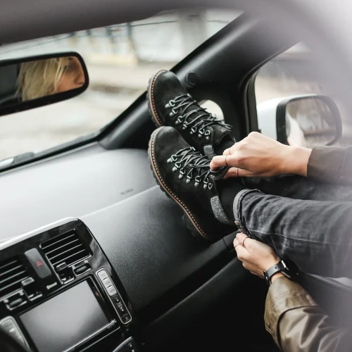 Women’s Black Nubuck Handmade Hiker Boots