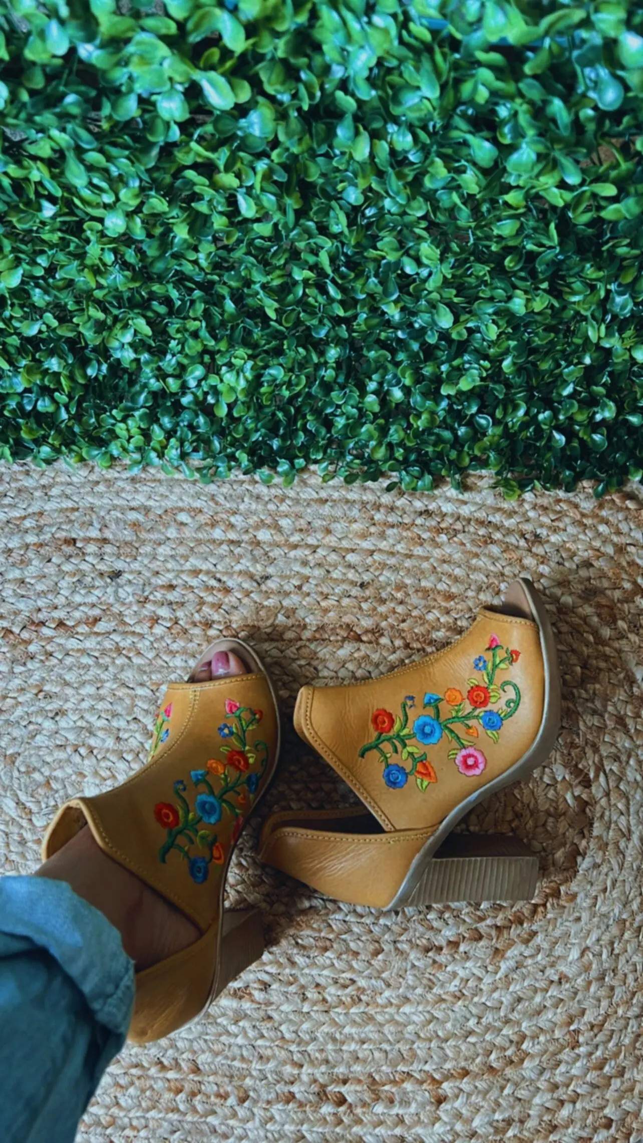 Leather Mexican Embroidery Open Toe Boots Mexican Style