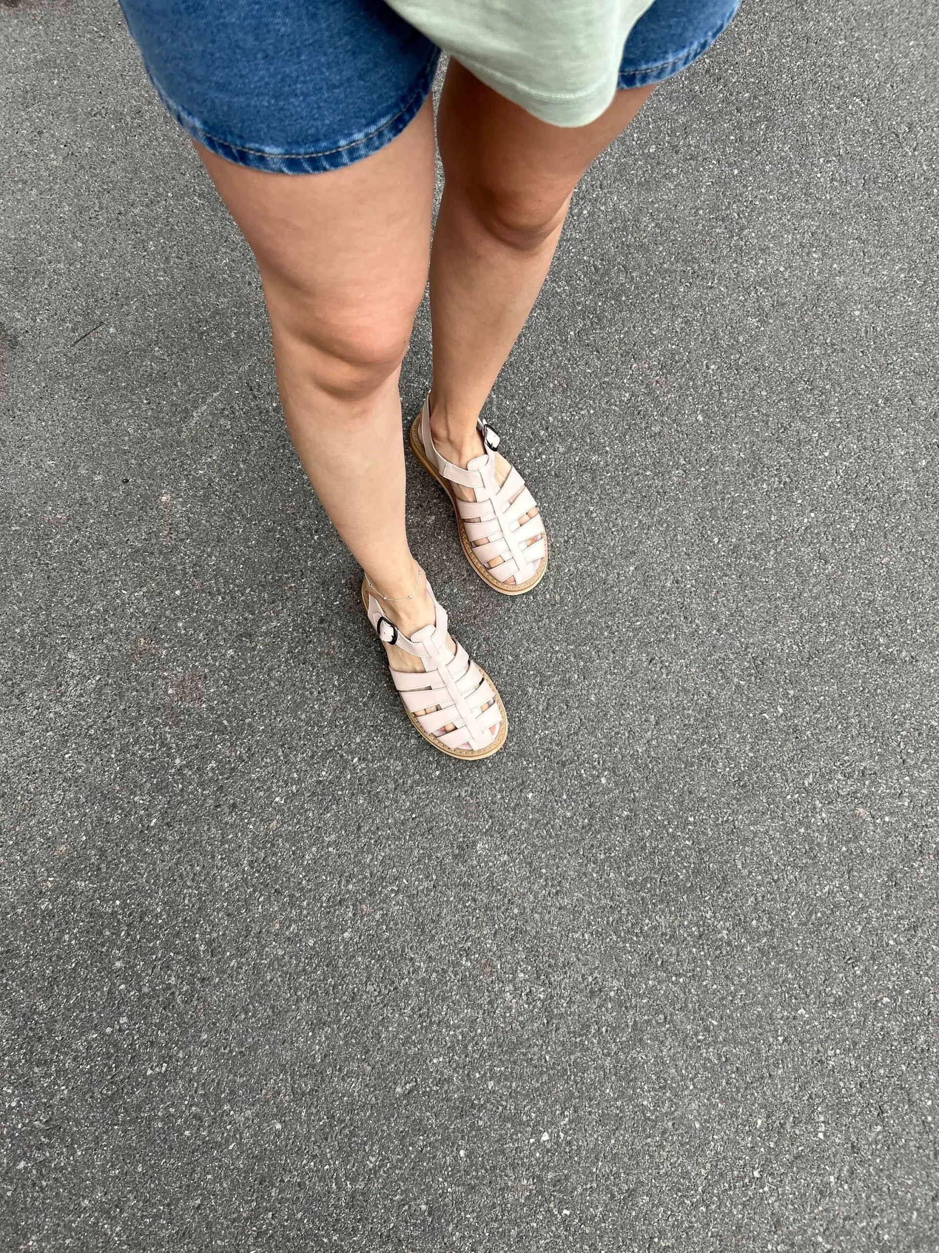 Leather Fisherman Sandals: Beige Closed Toe