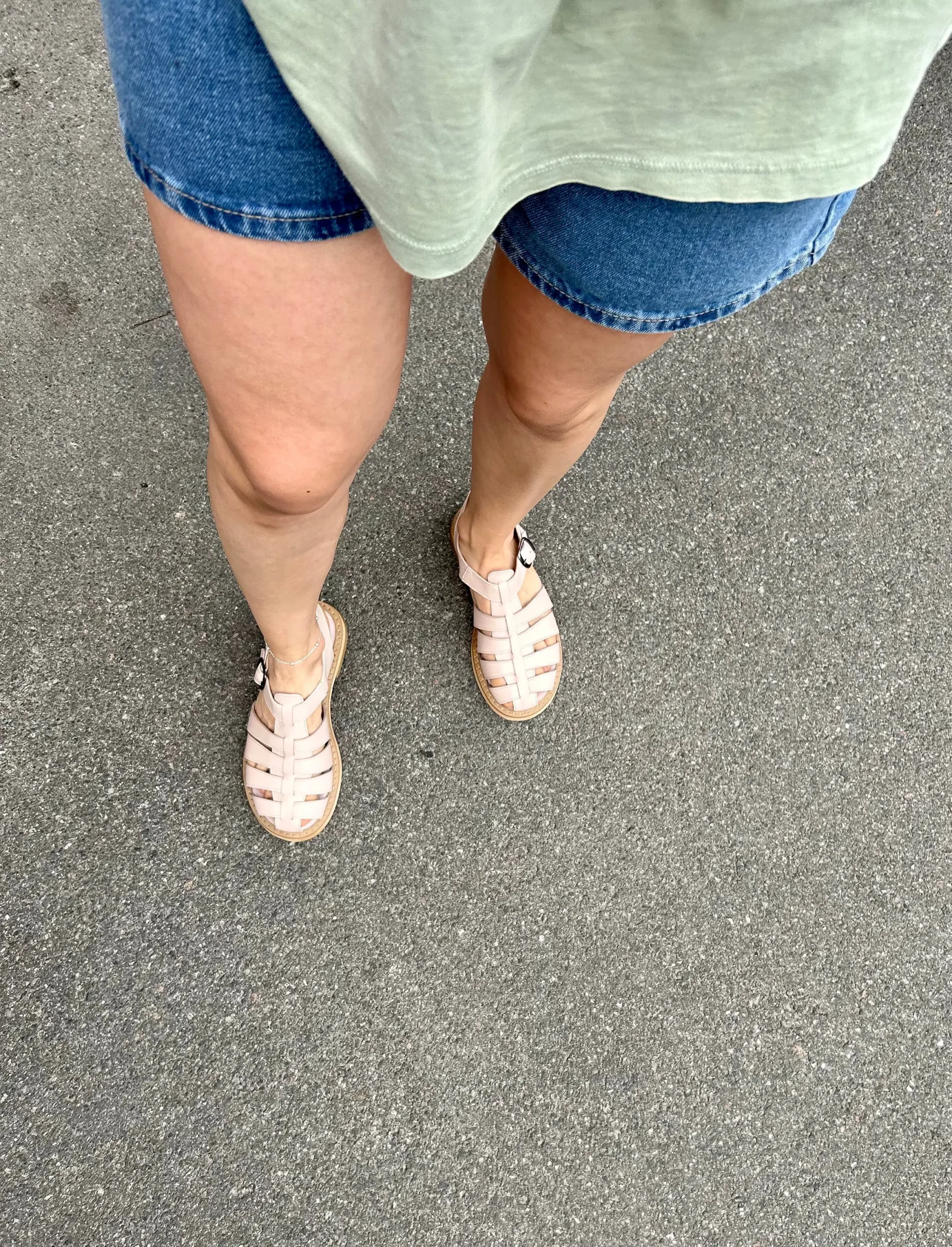 Leather Fisherman Sandals: Beige Closed Toe