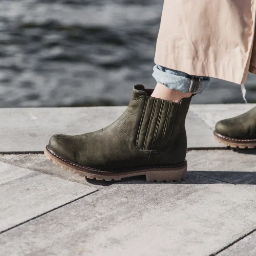 Women’s Olive Nubuck Chelsea Ankle Boots