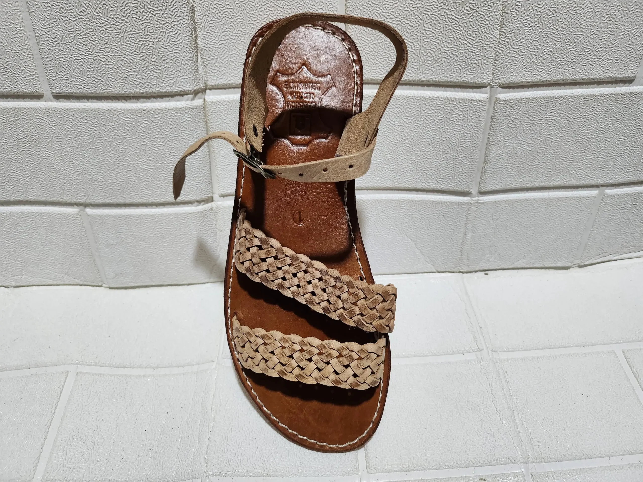 Women’s Tan Braided Moroccan Leather Sandals