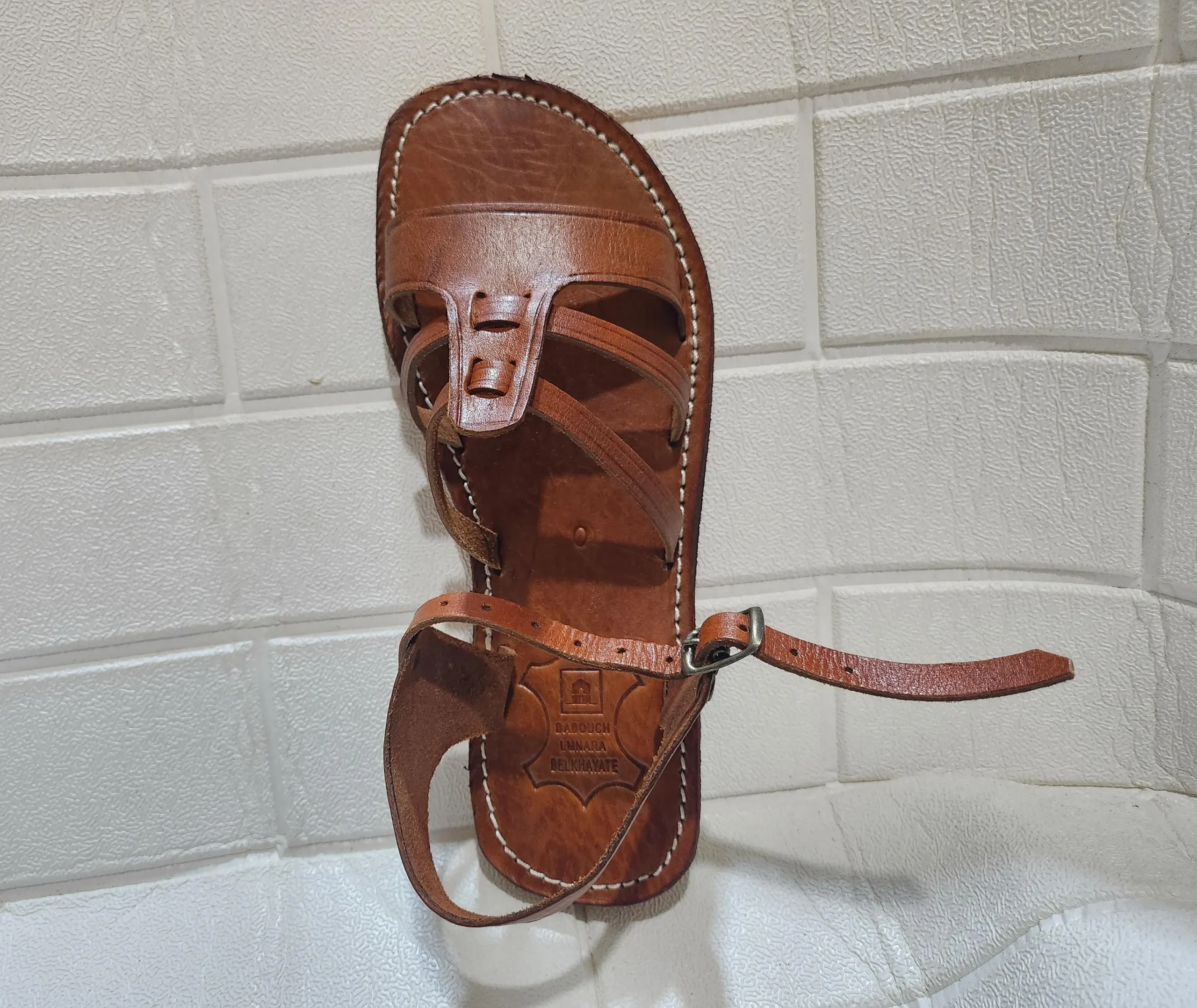 Women’s Brown Toe Loop Ankle Strap Sandals