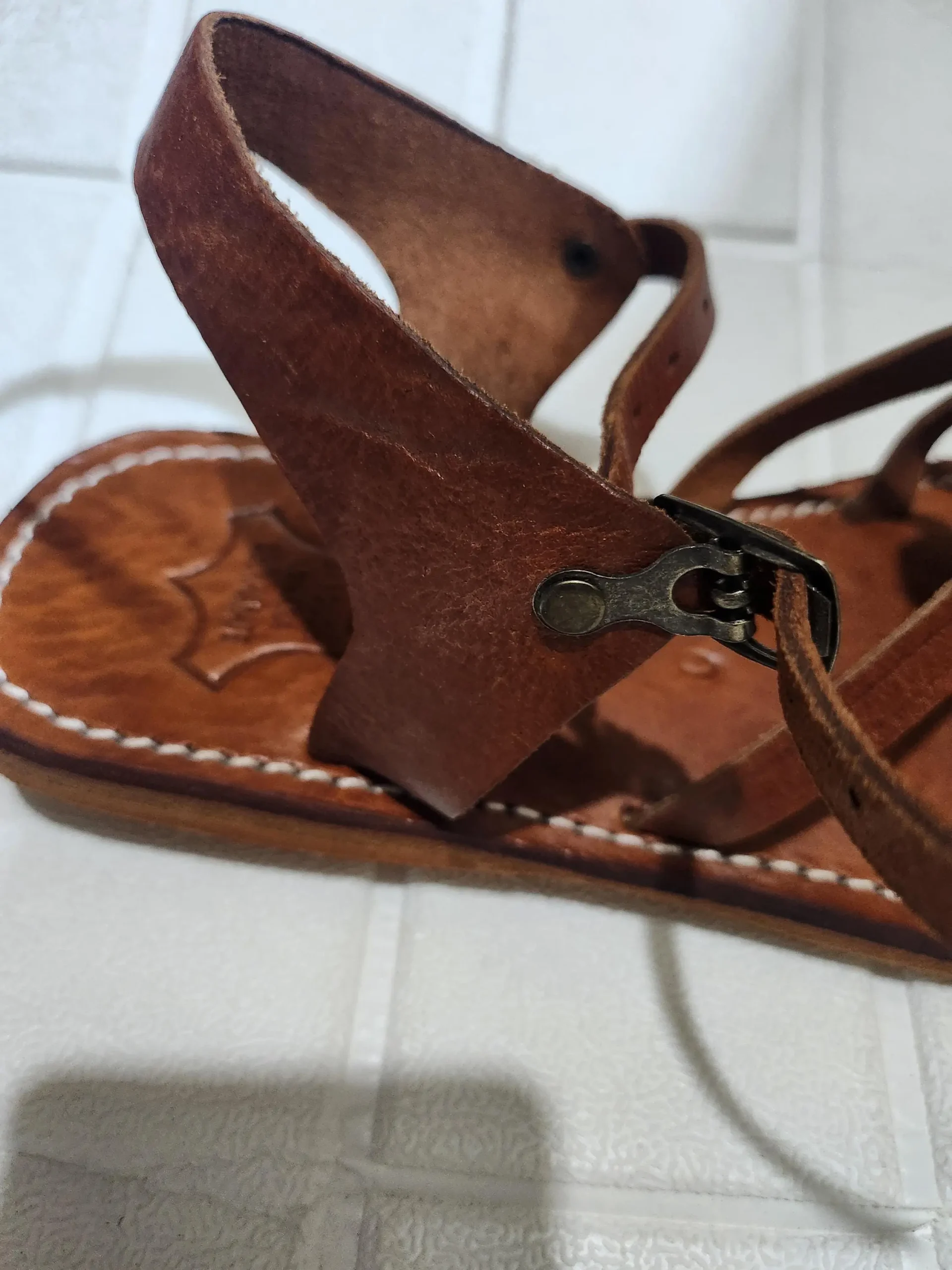 Women’s Brown Toe Loop Ankle Strap Sandals