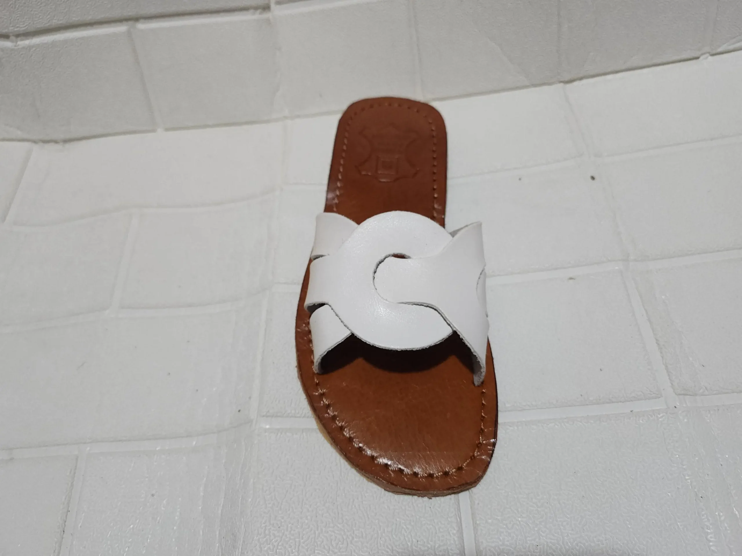 Women’s White Interlocking Strap Moroccan Slides