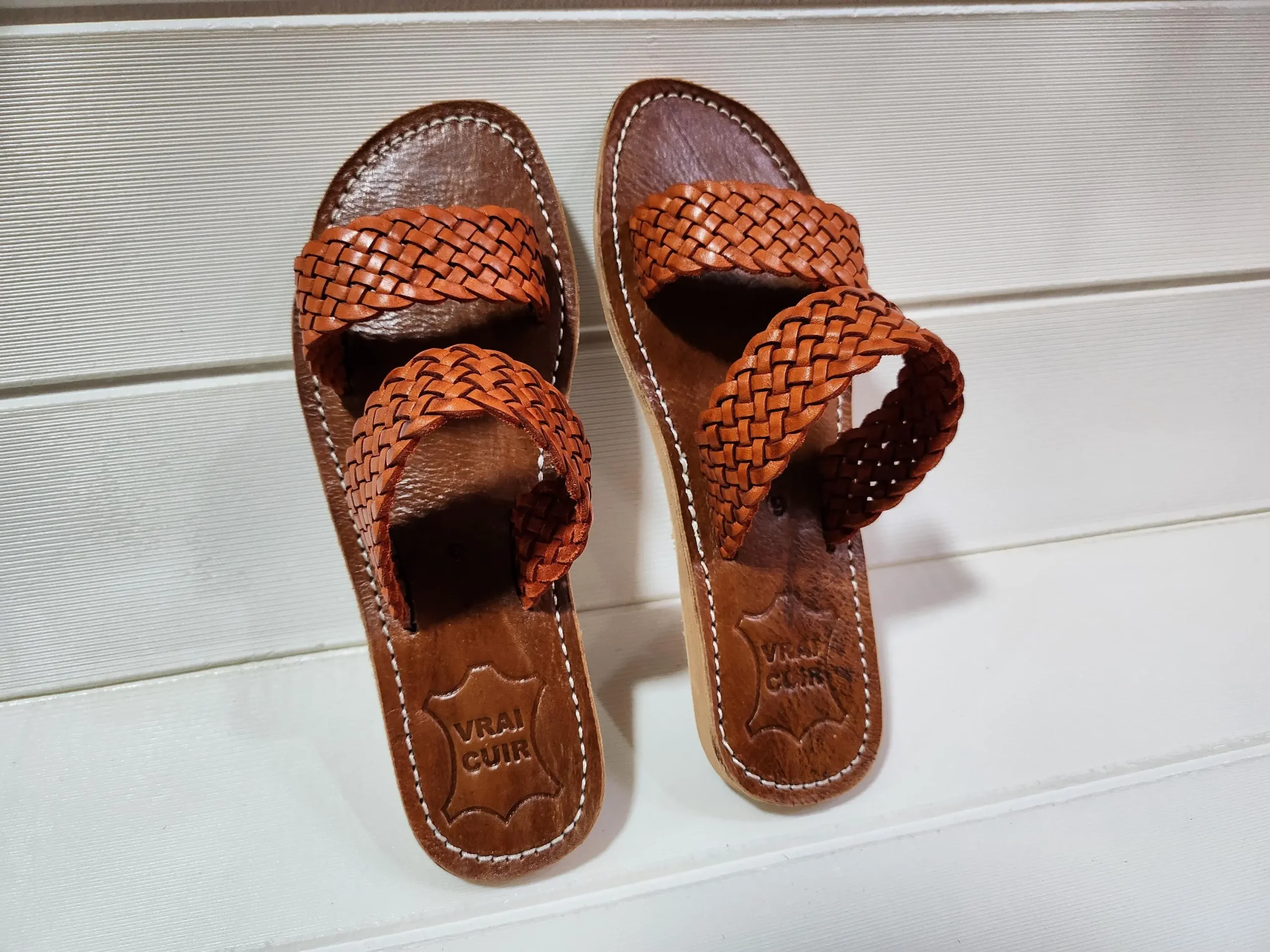 Women’s Woven Double Strap Moroccan Leather Slides