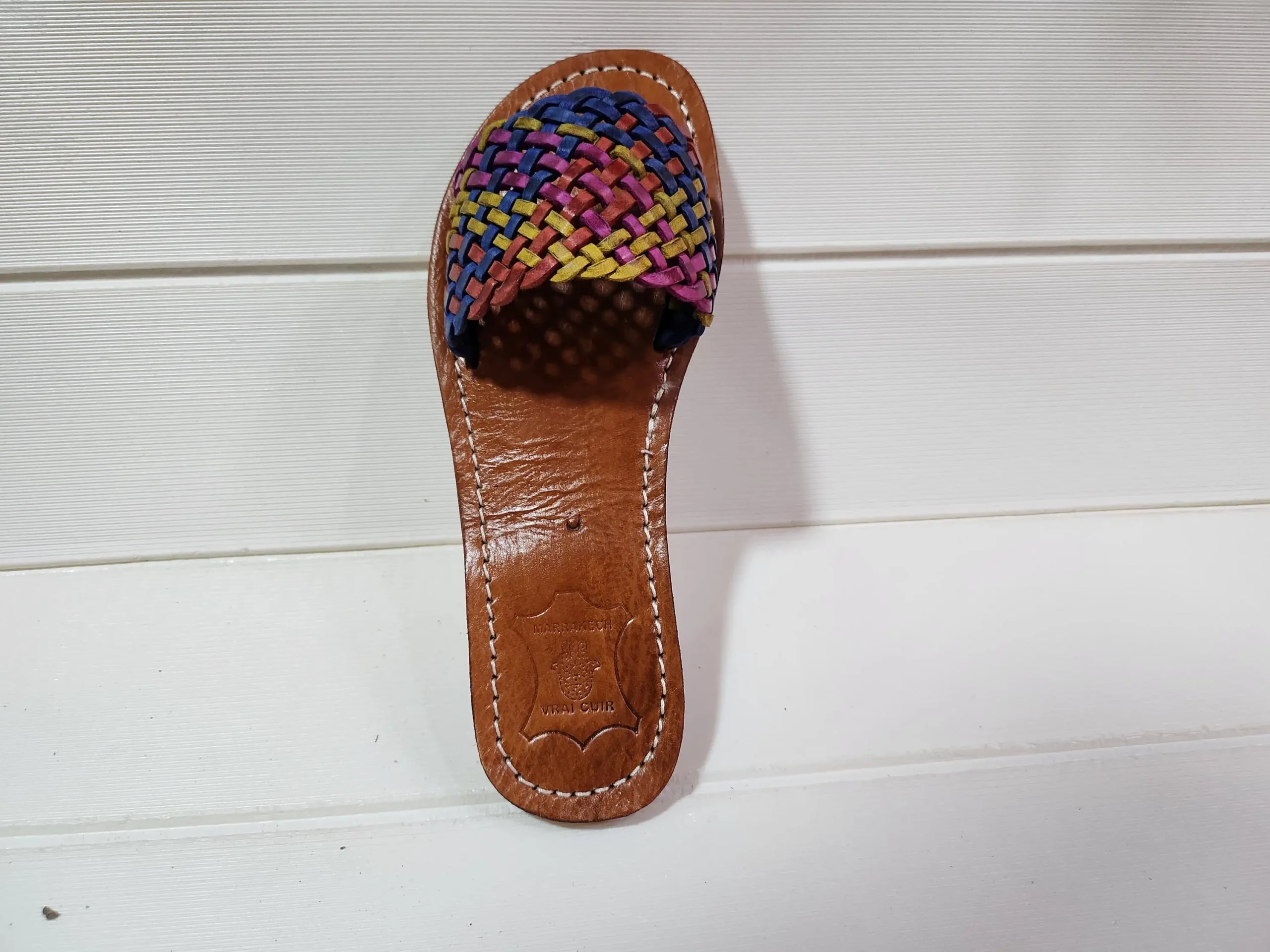 Women’s Colorful Woven Moroccan Leather Summer Slides