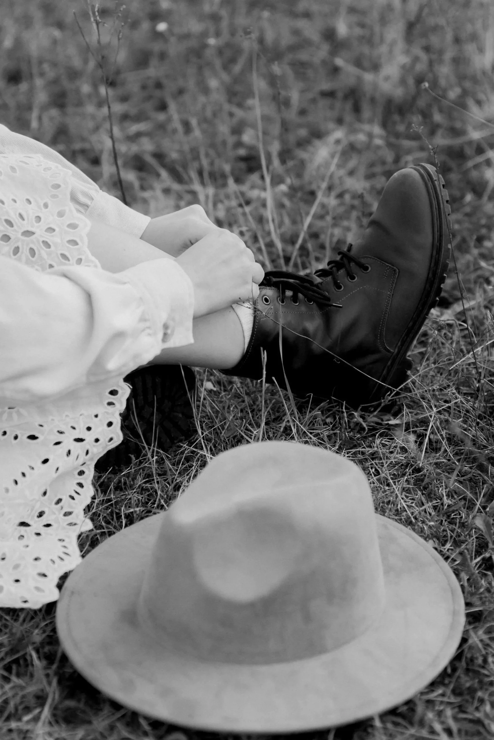 Handmade Brown Leather Boots Vintage Lace Up Fur